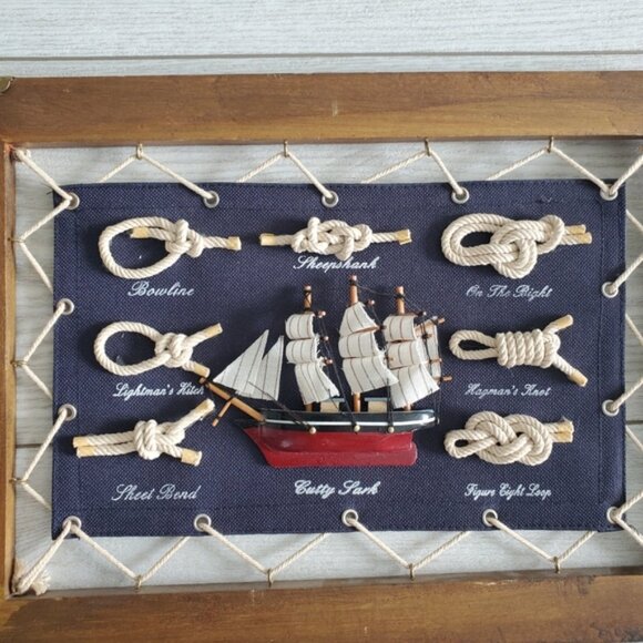 M10 Vintage Heritage Mint Nautical Sailors Knots Rope Mayflower Ship Wall Frame - Picture 2 of 6